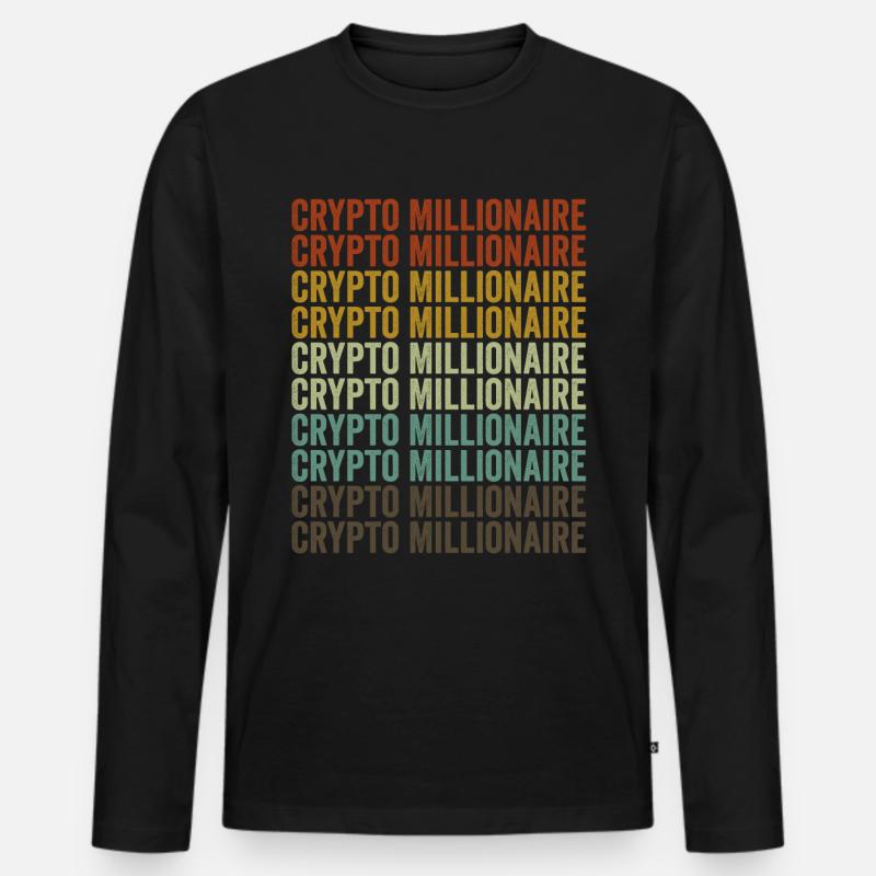 Krypto Millionär Bitcoin Kryptowährung - Männer Premium Bio Langarmshirt - Schwarz