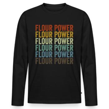 Flour Power Baking Chef Baker - Men's Premium Organic Long Sleeve Shirt - black - Front - Nico (187cm)