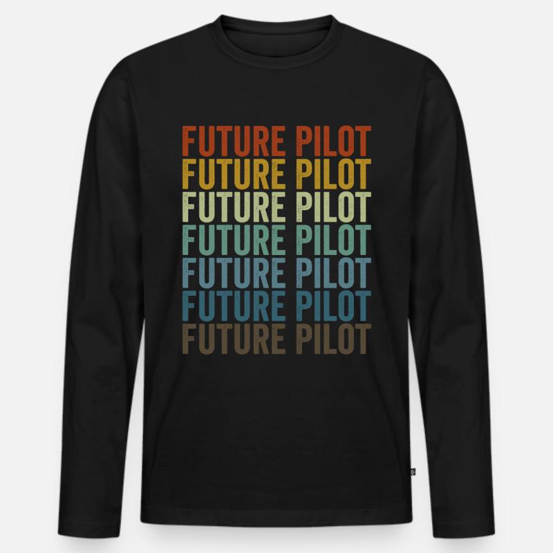 Zukünftiger Pilot Flugzeugpilot Luftfahrt - Männer Premium Bio Langarmshirt - Schwarz