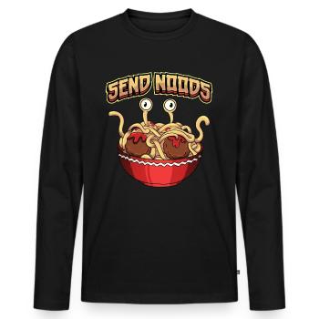 Fliegendes Spaghettimonster Pastafari Pastafari - Männer Premium Bio Langarmshirt - Schwarz - Vorne - Nico (187cm)