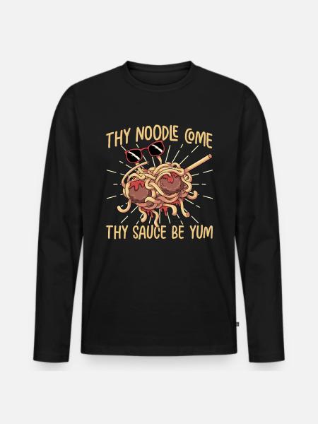 Dabbing Flying Spaghetti Monsters Pastafarian - Men's Premium Organic Long Sleeve Shirt - black
