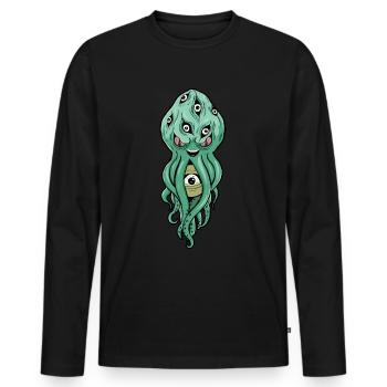 Cryptidcore Esthétique Octopus Weirdcore Globes oculaires - T-shirt manches longues Premium bio Homme - noir - Devant - Nico (187cm)