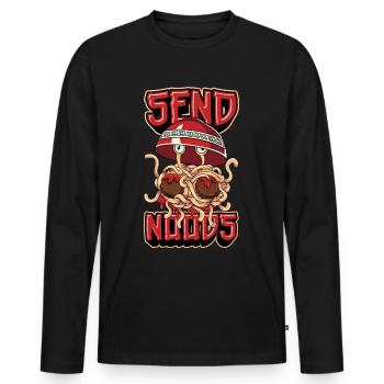 Fliegendes Spaghettimonster Pastafarian Pastafari - Männer Premium Bio Langarmshirt - Schwarz - Vorne - Nico (187cm)