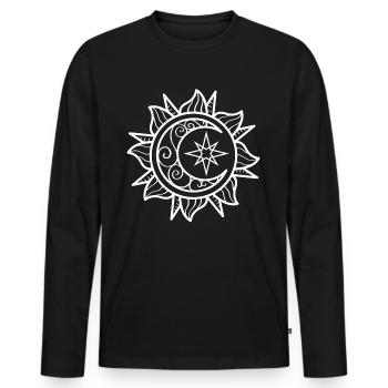 Bohemian Aesthetic Sun and Moon - Men's Premium Organic Long Sleeve Shirt - black - Front - Nico (187cm)