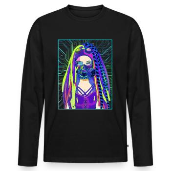 Cyber Esthétique Anime Girl Cyber Goth - T-shirt manches longues Premium bio Homme - noir - Devant - Nico (187cm)