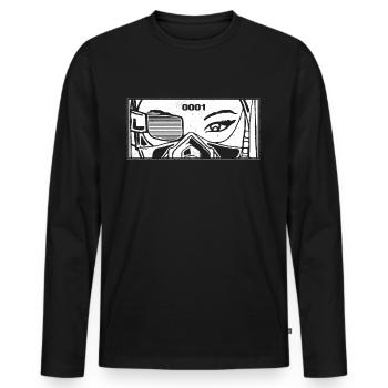 Cyber Esthétique Anime Fille Yeux Cyber Goth - T-shirt manches longues Premium bio Homme - noir - Devant - Nico (187cm)