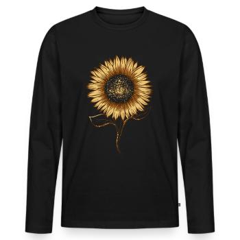 Boujee Esthetische Zonnebloem Bougie - Mannen Premium Bio shirt met lange mouwen - zwart - Voor - Nico (187cm)