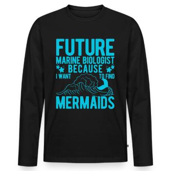 Drôle de biologiste marin Biologie marine - T-shirt manches longues Premium bio Homme - noir - Devant - Nico (187cm)