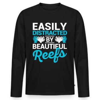 Funny Marine Biologist Coral Reef - Men's Premium Organic Long Sleeve Shirt - black - Front - Nico (187cm)