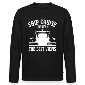 Funny Cruising Cruise Ship Cruise Ship - Men's Premium Organic Long Sleeve Shirt - black - Front - Nico (187cm)