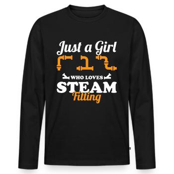 Just A Girl Who Loves Steam Fitting Steamfitter - Men's Premium Organic Long Sleeve Shirt - black - Front - Nico (187cm)