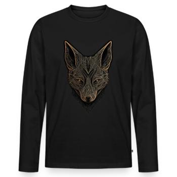 Fuchs Kunst Kunstwerk Geschenk Tierliebhaber Motiv - Männer Premium Bio Langarmshirt - Schwarz - Vorne - Nico (187cm)