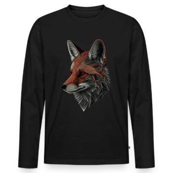 Renard Forêt Animaux Motif animal Art Motif Renard - T-shirt manches longues Premium bio Homme - noir - Devant - Nico (187cm)