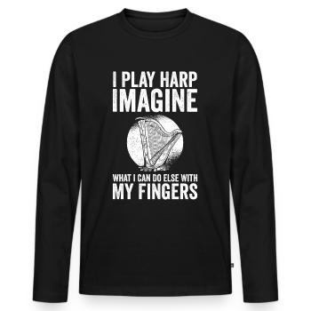Harpiste Harpiste - T-shirt manches longues Premium bio Homme - noir - Devant - Nico (187cm)