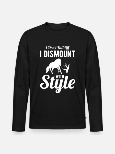 Lustiges Voltigieren auf dem Pferd - Männer Premium Bio Langarmshirt - Schwarz