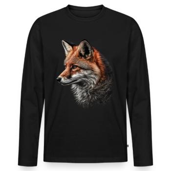 Renard Forêt Animaux Motif animal Art Motif Renard - T-shirt manches longues Premium bio Homme - noir - Devant - Nico (187cm)