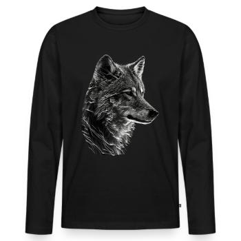 Wolf Animal Art Cadeau Animal Motif - T-shirt manches longues Premium bio Homme - noir - Devant - Nico (187cm)