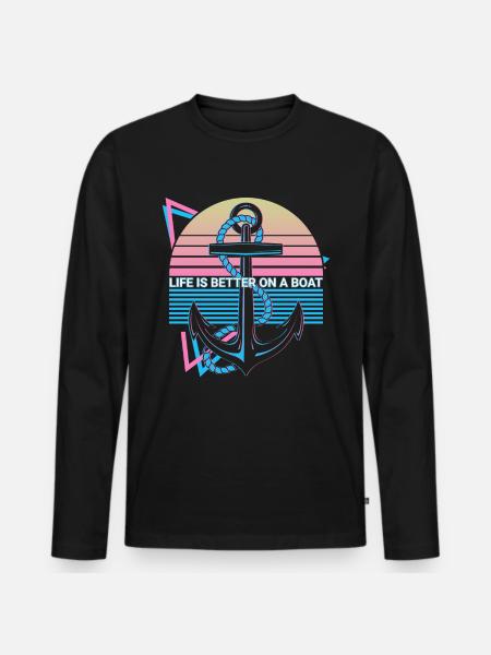 Fun boat ride retro - Men's Premium Organic Long Sleeve Shirt - black