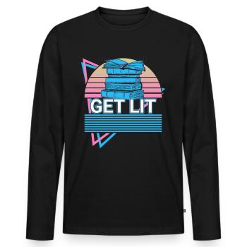 Funny Book Reading Literature - Men's Premium Organic Long Sleeve Shirt - black - Front - Nico (187cm)