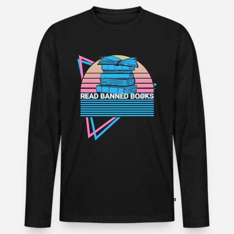 Buchleser Bücherwurm - Männer Premium Bio Langarmshirt - Schwarz