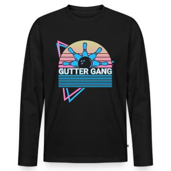 Funny Bowling Bowler Retro - Men's Premium Organic Long Sleeve Shirt - black - Front - Nico (187cm)