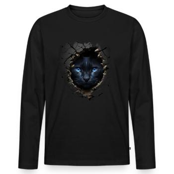 Cat Art Artwork Cadeau Chats Pet - T-shirt manches longues Premium bio Homme - noir - Devant - Nico (187cm)