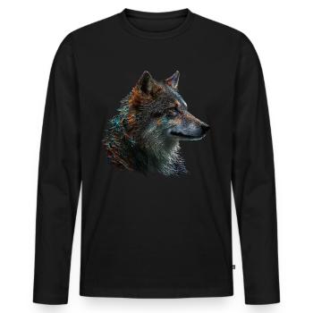 Wolf Tiermotiv Wölfe Geschenk Geburtstag Wald - Männer Premium Bio Langarmshirt - Schwarz - Vorne - Nico (187cm)
