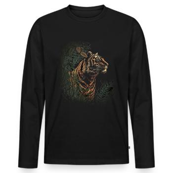 Tiger Kunst Geschenk Geburtstagsgeschenk Tiere - Männer Premium Bio Langarmshirt - Schwarz - Vorne - Nico (187cm)