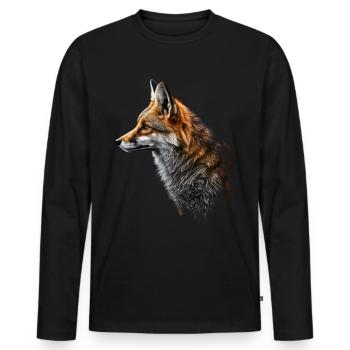 Fuchs Kunst Kunstwerk Geschenk Tierliebhaber Motiv - Männer Premium Bio Langarmshirt - Schwarz - Vorne - Nico (187cm)