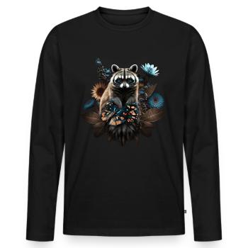 Waschbär Tiermotiv Waldtiere Wildtiere Lustig - Männer Premium Bio Langarmshirt - Schwarz - Vorne - Nico (187cm)