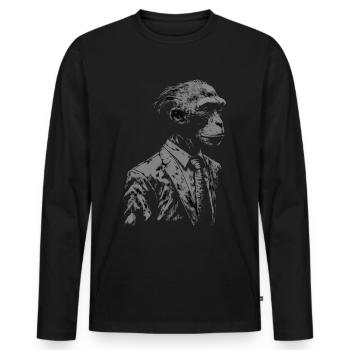 Affe Geschenkidee Monkey Zoo - Männer Premium Bio Langarmshirt - Schwarz - Vorne - Nico (187cm)