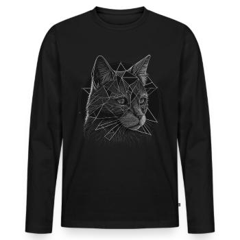 Katzen Tier Tierliebhaber Kunst Katze - Männer Premium Bio Langarmshirt - Schwarz - Vorne - Nico (187cm)