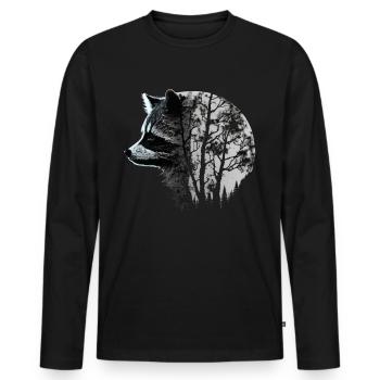 Waschbär Geschenkidee Kunst Raccoon Tier Motiv - Männer Premium Bio Langarmshirt - Schwarz - Vorne - Nico (187cm)