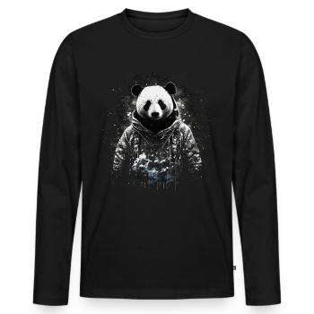 Panda Gift Idea Pandas Animal Cuddly Panda Bear - Men's Premium Organic Long Sleeve Shirt - black - Front - Nico (187cm)