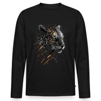 Tiger Animals Gift Man Art Colorful Animal Motif - Men's Premium Organic Long Sleeve Shirt - black - Front - Nico (187cm)