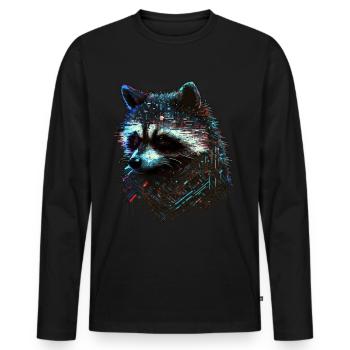 Raccoon Animal Motif Gift Animal Forest Funny - Men's Premium Organic Long Sleeve Shirt - black - Front - Nico (187cm)