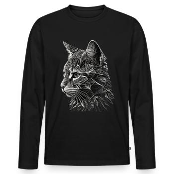 Chat Cadeau Femme Chat Motif Chats Animaux - T-shirt manches longues Premium bio Homme - noir - Devant - Nico (187cm)