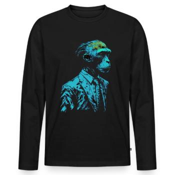 Monkey Gift Idea Monkey Zoo - Men's Premium Organic Long Sleeve Shirt - black - Front - Nico (187cm)