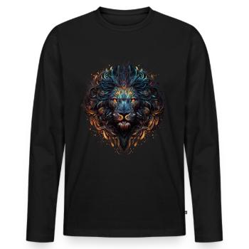 Lion Gift Animaux Animal Motif Zoo - T-shirt manches longues Premium bio Homme - noir - Devant - Nico (187cm)