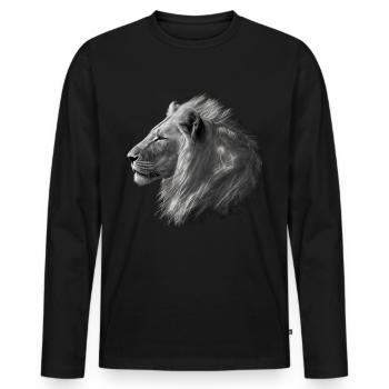Lion Gift Animaux Animal Motif Zoo - T-shirt manches longues Premium bio Homme - noir - Devant - Nico (187cm)