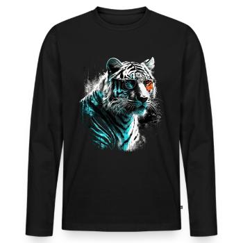 Tiger Motif Tiger Zoo Animals Art Tiger Head Motif - Men's Premium Organic Long Sleeve Shirt - black - Front - Nico (187cm)