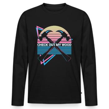 Funny Carpenter Retro Carpentry - Men's Premium Organic Long Sleeve Shirt - black - Front - Nico (187cm)