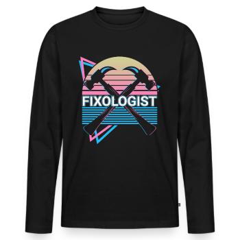Funny Carpenter Retro Carpentry - Men's Premium Organic Long Sleeve Shirt - black - Front - Nico (187cm)