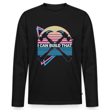 Funny Carpenter Retro Carpentry - Men's Premium Organic Long Sleeve Shirt - black - Front - Nico (187cm)