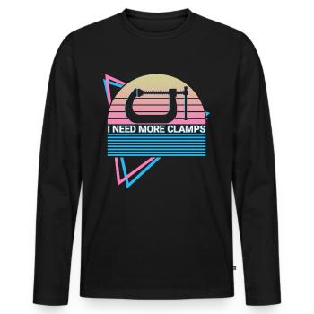 Funny Carpenter Retro Carpentry - Men's Premium Organic Long Sleeve Shirt - black - Front - Nico (187cm)