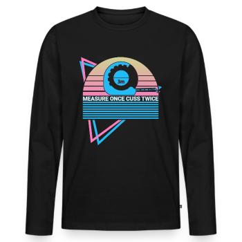 Funny Carpenter Retro Carpentry - Men's Premium Organic Long Sleeve Shirt - black - Front - Nico (187cm)