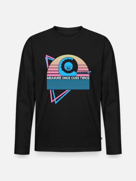 Funny Carpenter Retro Carpentry - Men's Premium Organic Long Sleeve Shirt - black