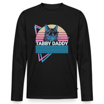 Funny Tabby Cat Retro - Men's Premium Organic Long Sleeve Shirt - black - Front - Nico (187cm)