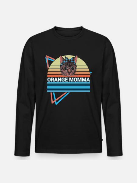 Funny Orange Cat Retro - Men's Premium Organic Long Sleeve Shirt - black