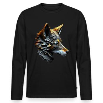 Fox Animal Lovers Animal Gift Idea - Men's Premium Organic Long Sleeve Shirt - black - Front - Nico (187cm)